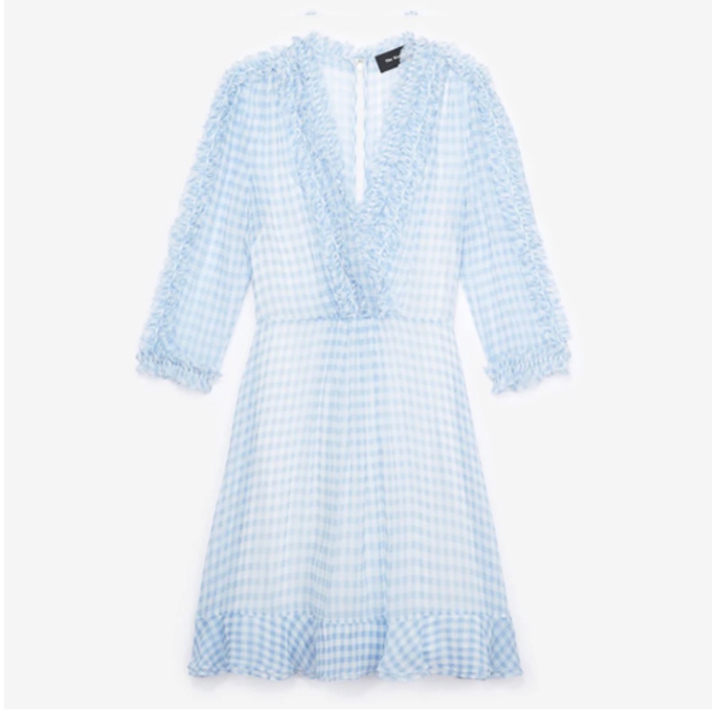 The Kooples White Gingham Silk Dress